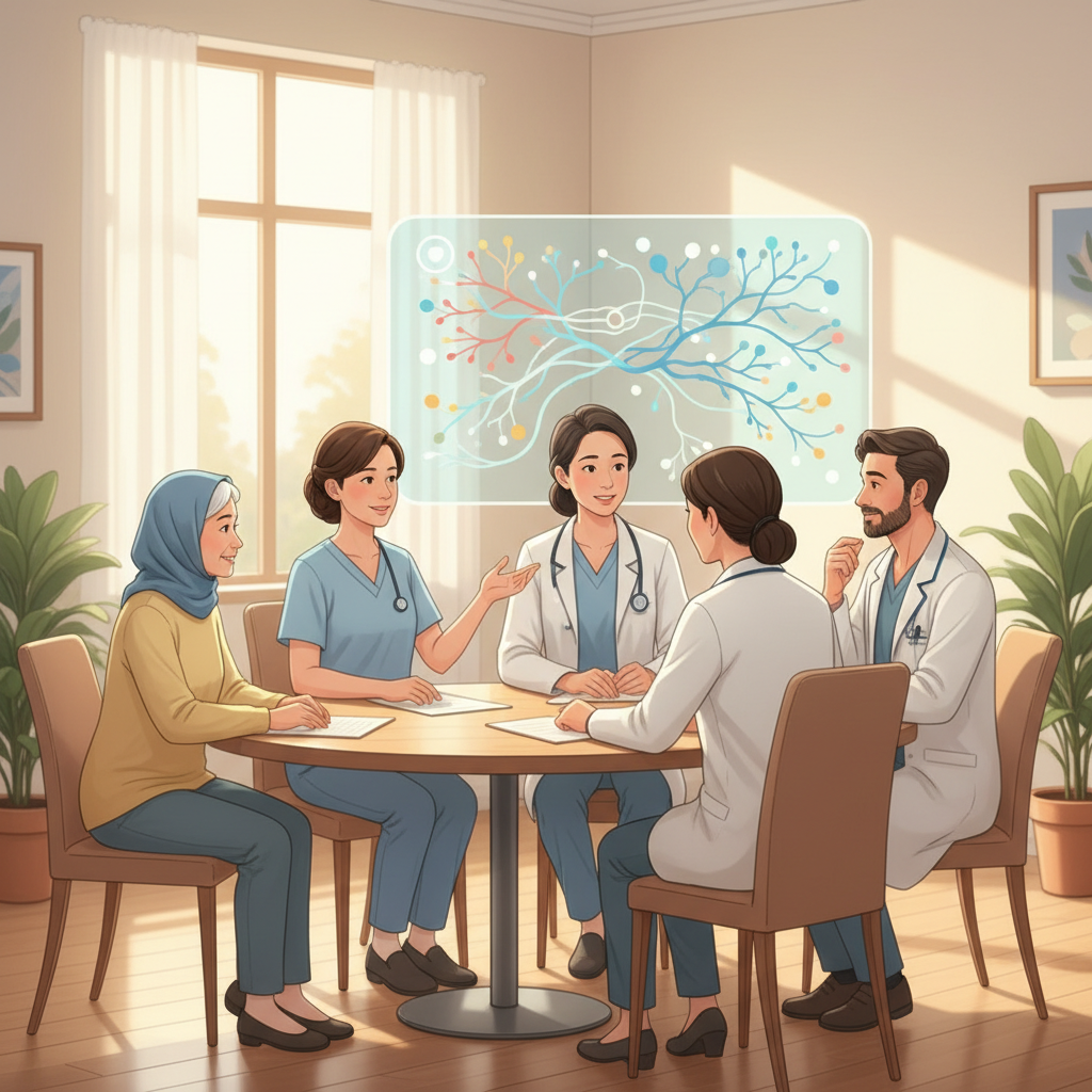Patients and doctors in Orange County discussing various prostate cancer treatment options in a modern clinic.