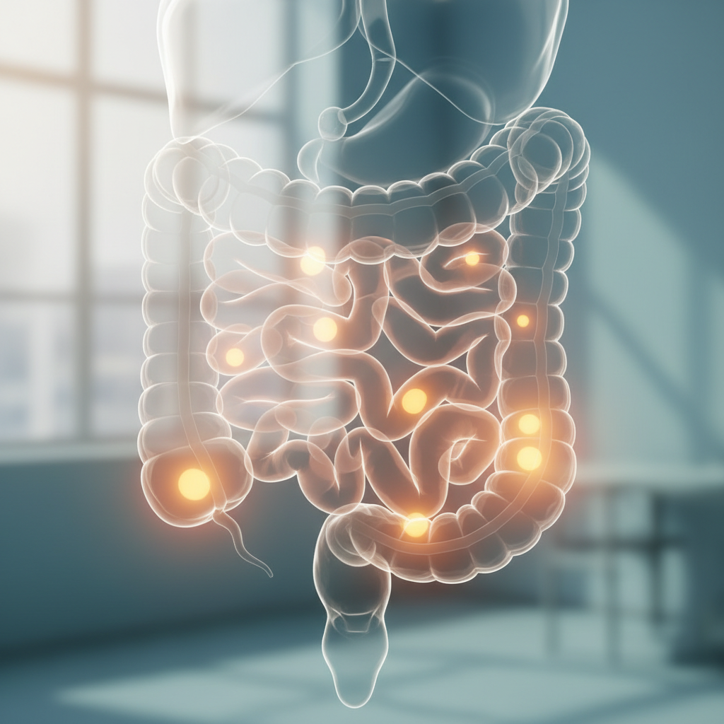 Detailed anatomical diagram of the colon and rectum, illustrating areas susceptible to colorectal cancer.